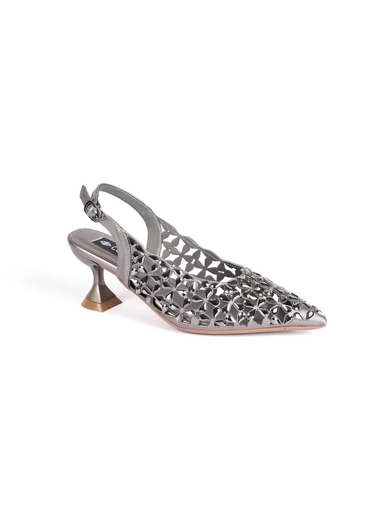 كيوبل Ladies Mid heel slingback mules embellished