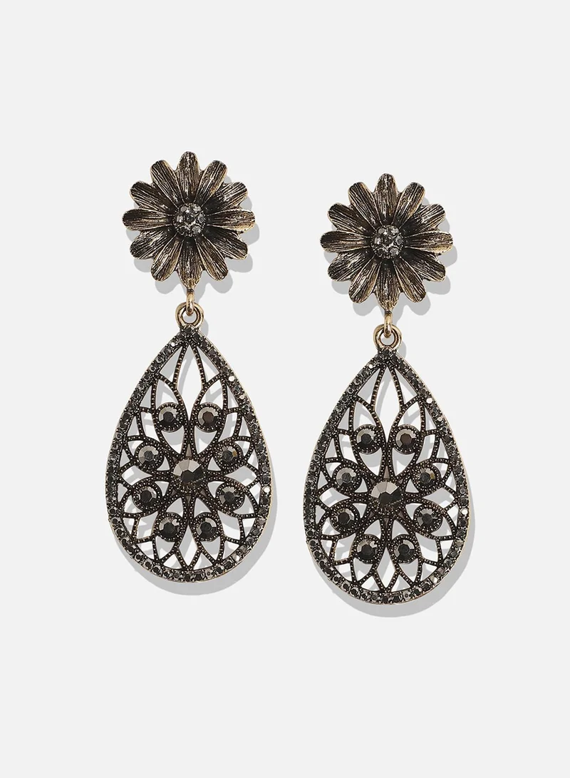 سوهي أقراط ديزي على شكل دمعة معقدة - ذهبي