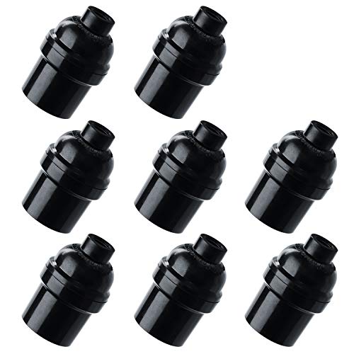Aplstar E26 E27 Light Socket,8-Pack Black Edison Retro Pendant lamp Holder, E26 E27 Plastic Standard Screw-in Socket Maximum Wattage 250W Heat Resistant Up to 200℃ Fire Resistant - Image 1