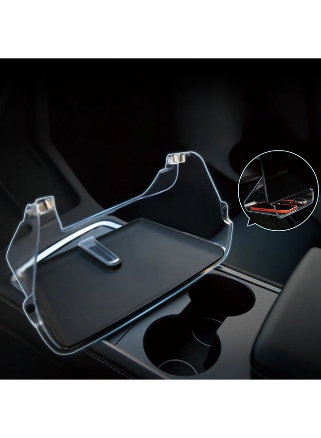 HPS Center Console Organizer Tray for Tesla Model 3/Y – Transparent Magnetic Behind-Screen Dashboard Storage Box & Tissue Holder - Image 4