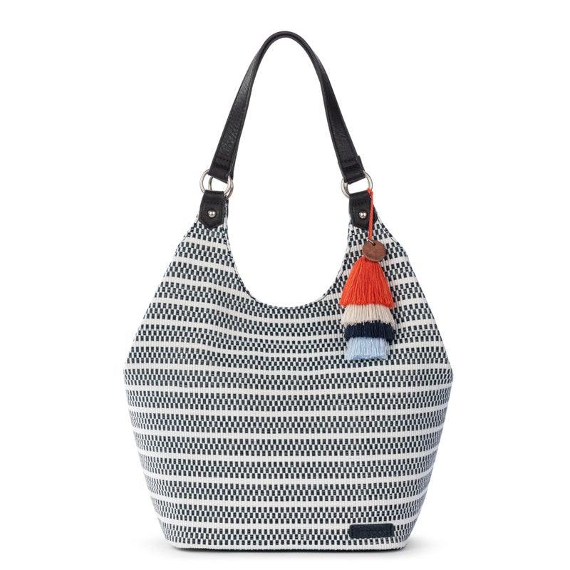 Sakroots Roma Expandable Shopper â€“ Versatile Tote Bag with Expandable Design, Zipper Closure & Multiple Pockets for Work, Travel or Everyday Use - Black & White Woven - Image 1