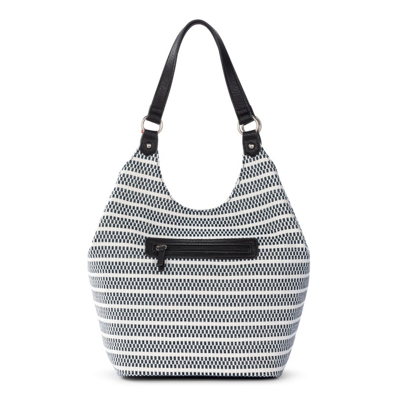 Sakroots Roma Expandable Shopper â€“ Versatile Tote Bag with Expandable Design, Zipper Closure & Multiple Pockets for Work, Travel or Everyday Use - Black & White Woven - Image 5