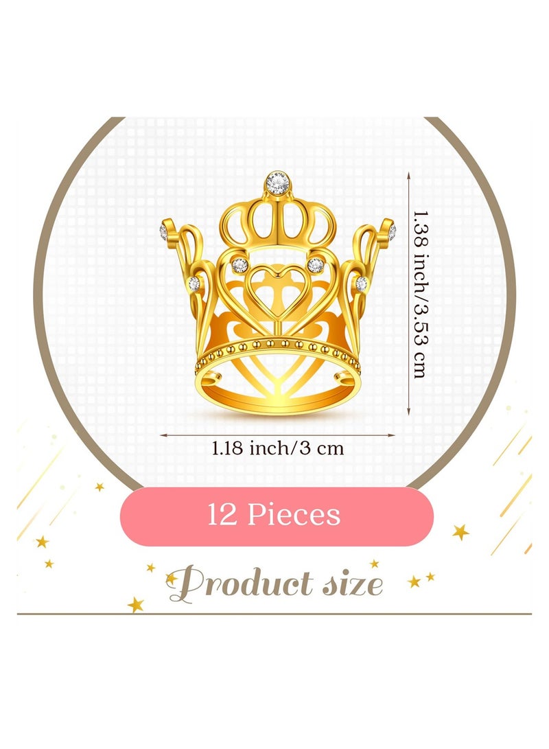 Gold Mini Crown Cake Toppers 12 Pcs Birthday Princess Tiara Decorations for Kids Baby Showers Weddings  - Image 2
