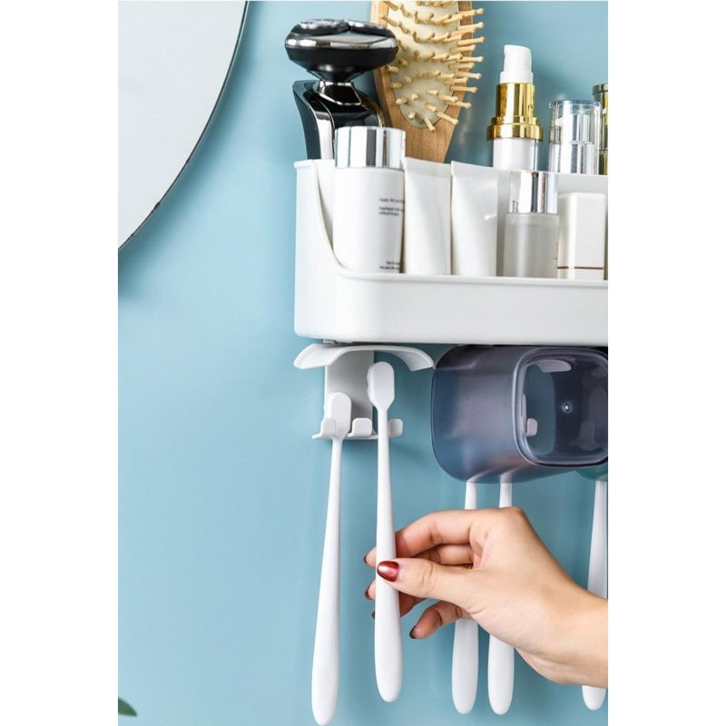 SHREESHANN 4 Slot Toothbrush Set for Bathroom, wash Basin | Multi Space Saving Toothbrush Organizer with Cups abs Toothbrush Holder | Compact 4 Slot Toothbrush Set Easy and Organized Storage - Image 5