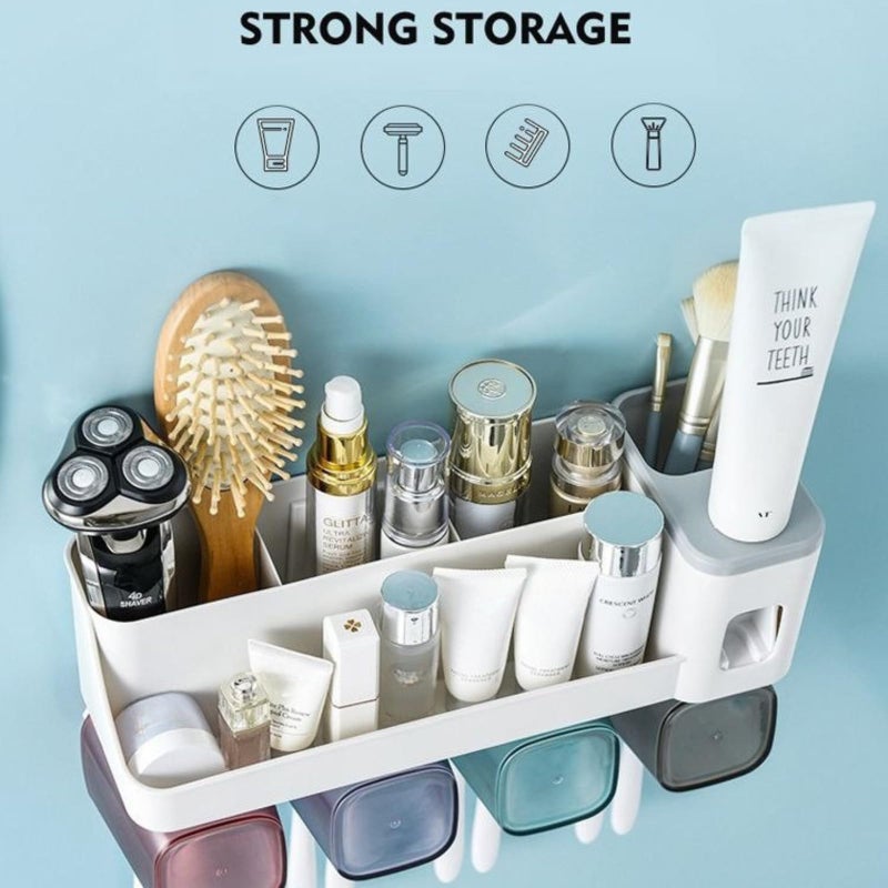 SHREESHANN 4 Slot Toothbrush Set for Bathroom, wash Basin | Multi Space Saving Toothbrush Organizer with Cups abs Toothbrush Holder | Compact 4 Slot Toothbrush Set Easy and Organized Storage - Image 2