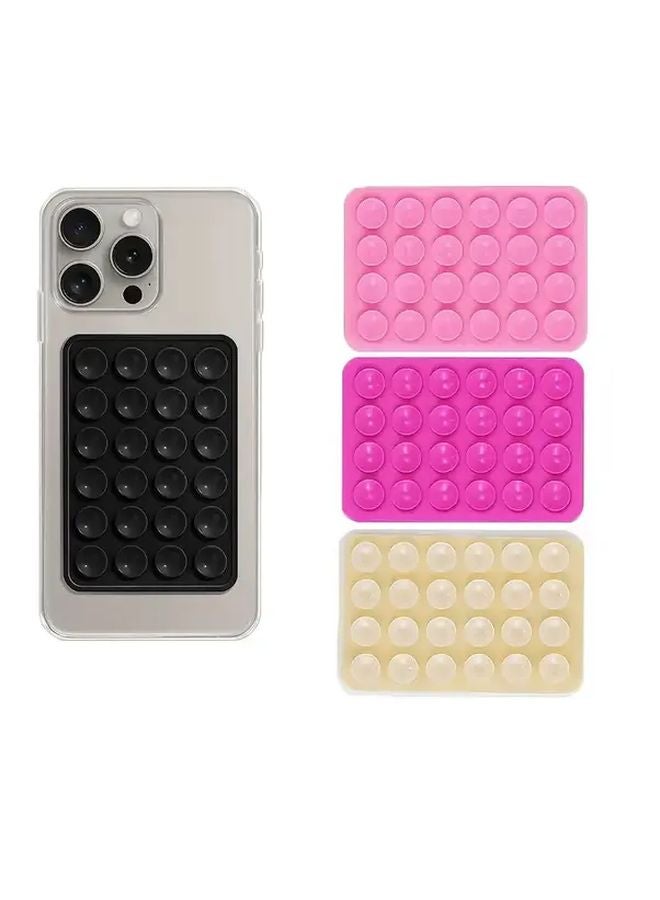 3 قطع حامل هاتف بكؤوس شفط من السيليكون شفاف أبيض وردي أحمر مضاد للانزلاق - Image 4