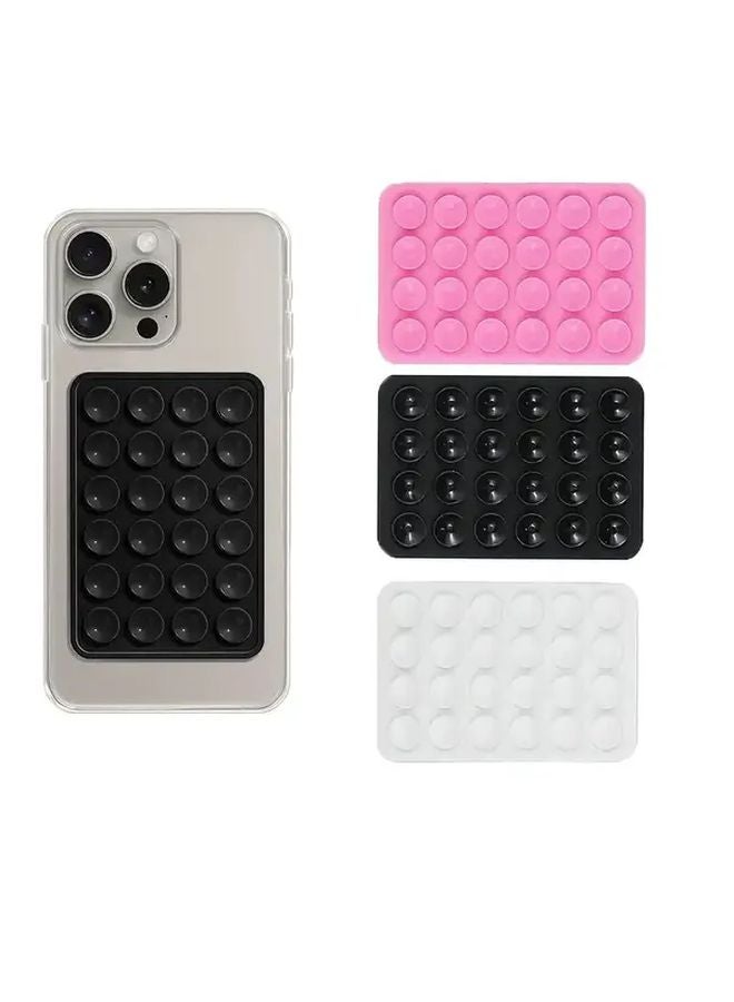 3 قطع حامل هاتف بكؤوس شفط من السيليكون شفاف أبيض وردي أحمر مضاد للانزلاق - Image 5