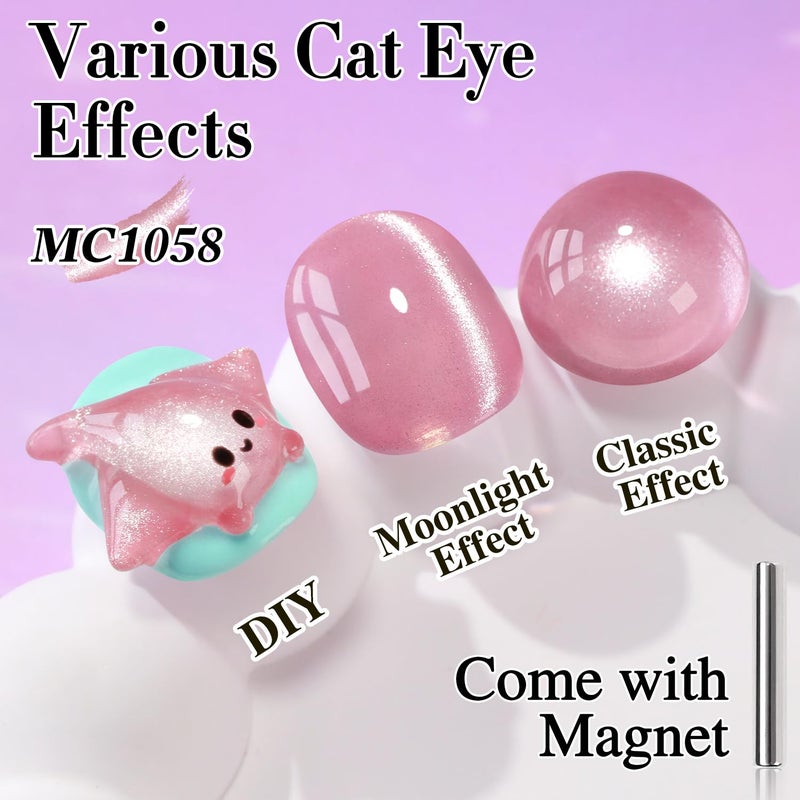 Double Rhythm 0.5 OZ Cat Eye Gel Polish with Magnet 15ML Holographic Glitter Shimmer Translucent Jelly Color Magnetic Polish Salon DIY at Home (MC1058) - Image 4