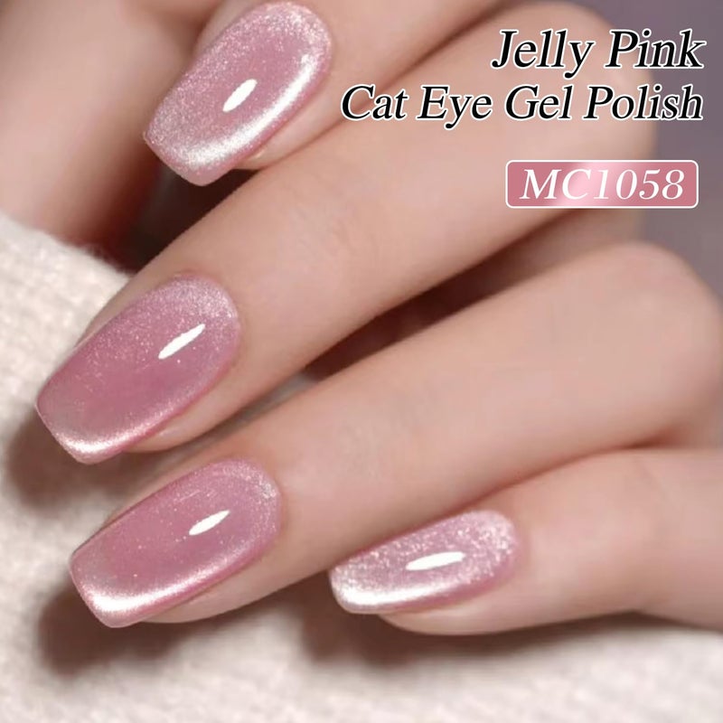 Double Rhythm 0.5 OZ Cat Eye Gel Polish with Magnet 15ML Holographic Glitter Shimmer Translucent Jelly Color Magnetic Polish Salon DIY at Home (MC1058) - Image 3