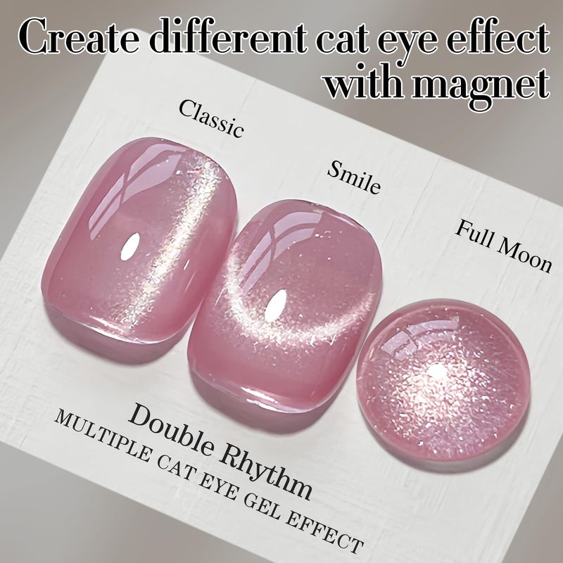 Double Rhythm 0.5 OZ Cat Eye Gel Polish with Magnet 15ML Holographic Glitter Shimmer Translucent Jelly Color Magnetic Polish Salon DIY at Home (MC1058) - Image 2