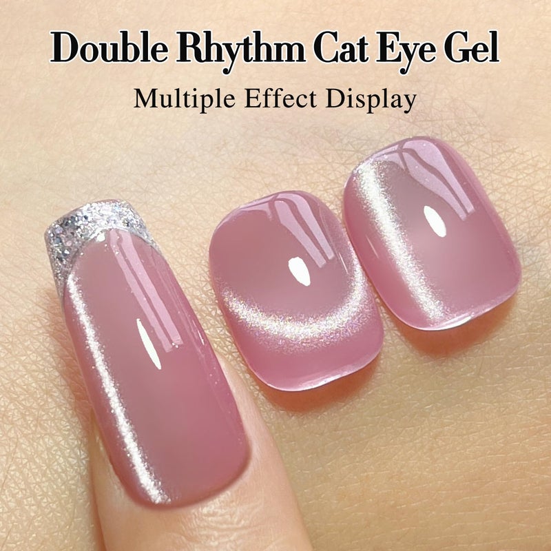 Double Rhythm 0.5 OZ Cat Eye Gel Polish with Magnet 15ML Holographic Glitter Shimmer Translucent Jelly Color Magnetic Polish Salon DIY at Home (MC1058) - Image 5