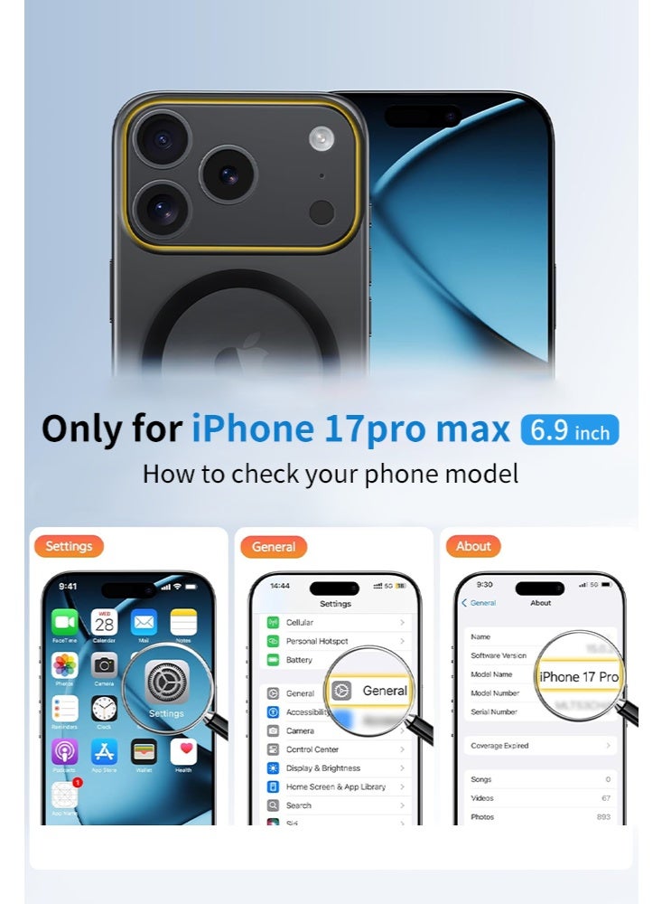 For iPhone 17 Pro Max Case: Magnetic Matte Translucent Military Grade Drop Protective Phone Case |Shockproof Thin Rugged Durable Protection Bumper Cover，Black - Image 2