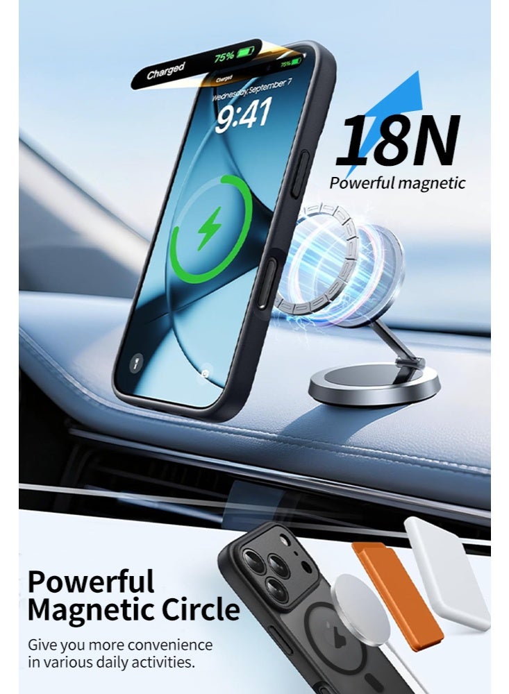 For iPhone 17 Pro Max Case: Magnetic Matte Translucent Military Grade Drop Protective Phone Case |Shockproof Thin Rugged Durable Protection Bumper Cover，Black - Image 4