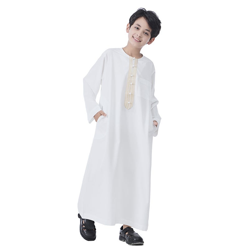 كورتا تقليدية طويلة للأولاد بحاشية دانتيل مزيّنة، أزياء تقليدية للاحتفالات - Image 3