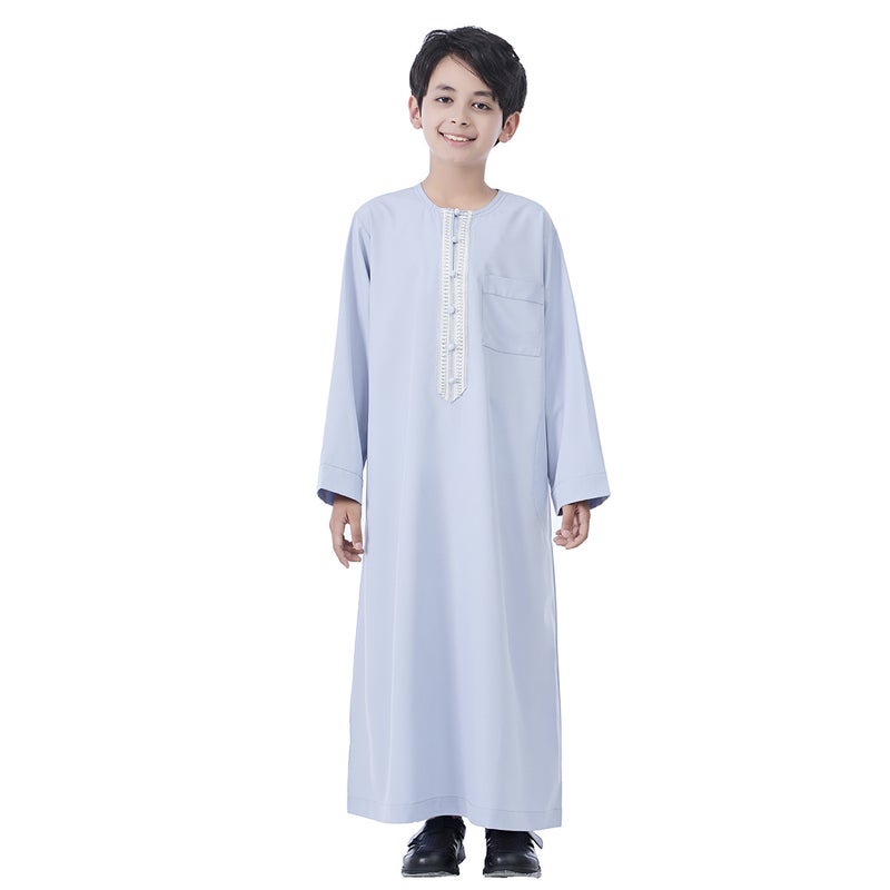 كورتا تقليدية طويلة للأولاد بحاشية دانتيل مزيّنة، أزياء تقليدية للاحتفالات - Image 1