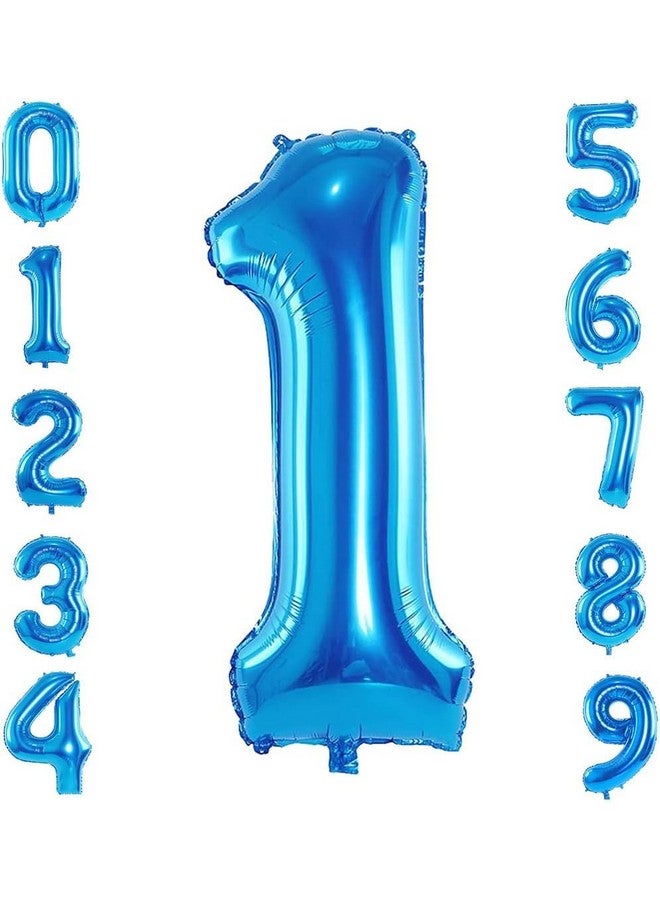 FI - FLICK IN FI - FLICK IN 1 Pc Big Size Number 1 Foil Balloon 32 Inch Large Blue Number Foil Balloon 0 to 9 Number Balloons for Decoration 1st Birthday Anniversary Decoration Items (Pack of 1, Blue)  - Image 1