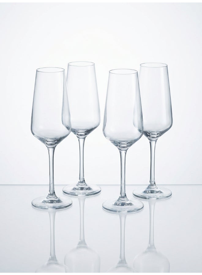 Luminarc Vinetis Flute Wine Glass Set 4x230ml For Wine, Champaign, Juice, Water, Soft Drinks, Hard Drink, Hot Beverages - Image 1