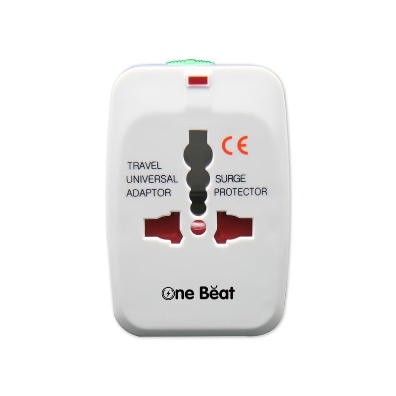 One Beat Worldwide All in One Universal Travel Adapter 1 Type C 2 USB A Ports International Plug Adapter for Cell Phones Tablets Camera White - Image 1