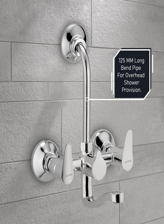 ALTON LRK9685 Brass Wall Mixer With Provision For Over Head Shower and 190mm Long Bend Pipe (Chrome) - Image 5