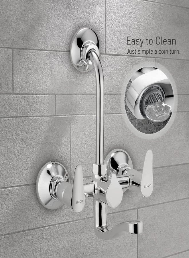 ALTON LRK9685 Brass Wall Mixer With Provision For Over Head Shower and 190mm Long Bend Pipe (Chrome) - Image 3