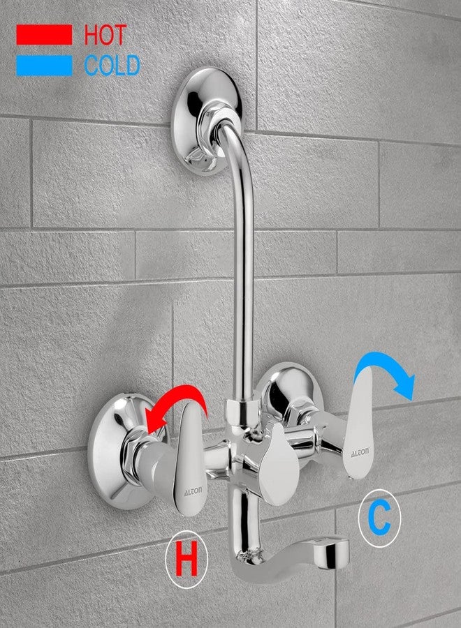 ALTON LRK9685 Brass Wall Mixer With Provision For Over Head Shower and 190mm Long Bend Pipe (Chrome) - Image 2
