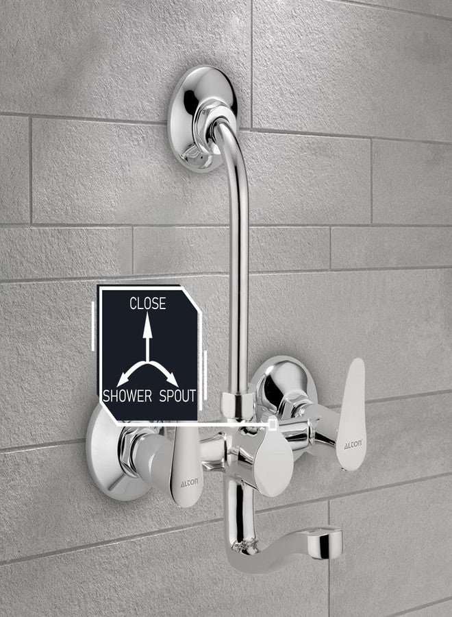 ALTON LRK9685 Brass Wall Mixer With Provision For Over Head Shower and 190mm Long Bend Pipe (Chrome) - Image 4