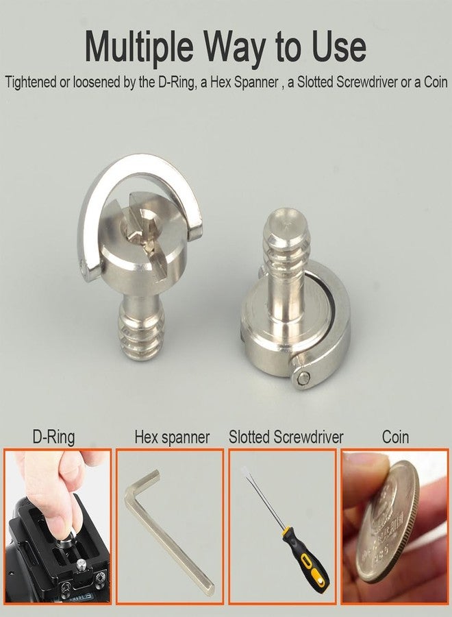 SUPERNIC Stainless Steel D Shaft D-Ring 1/4 Inch Camera Screw Tripod Mounting Screw Quick Release Plate Thumb Screw Adapter for Camera Tripod Monopod Quick Release Plate - Image 3