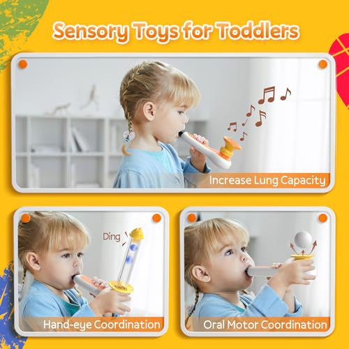 TOP BRIGHT 3 in 1 Sensory Toys for Toddler with Whistle Ball Blowing Floating Blow Pipe Balls Autism Sensory Products Fine Motor Skills Toddler Toys for 3 4 5 Year Old Boys Girls Gifts - Image 5