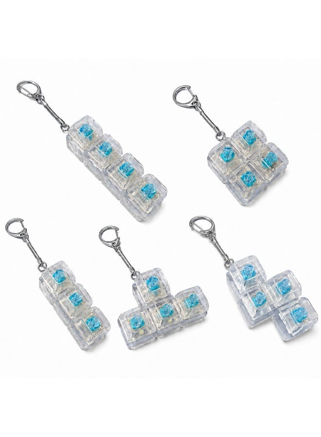 5 Pcs Mini Keyboard Key Ring Set, ABS And Zinc Alloy Pressable Key Cap Pendant With Clicking Sound, Silvery Key Ring Bag Charm For Men And Women - Image 1
