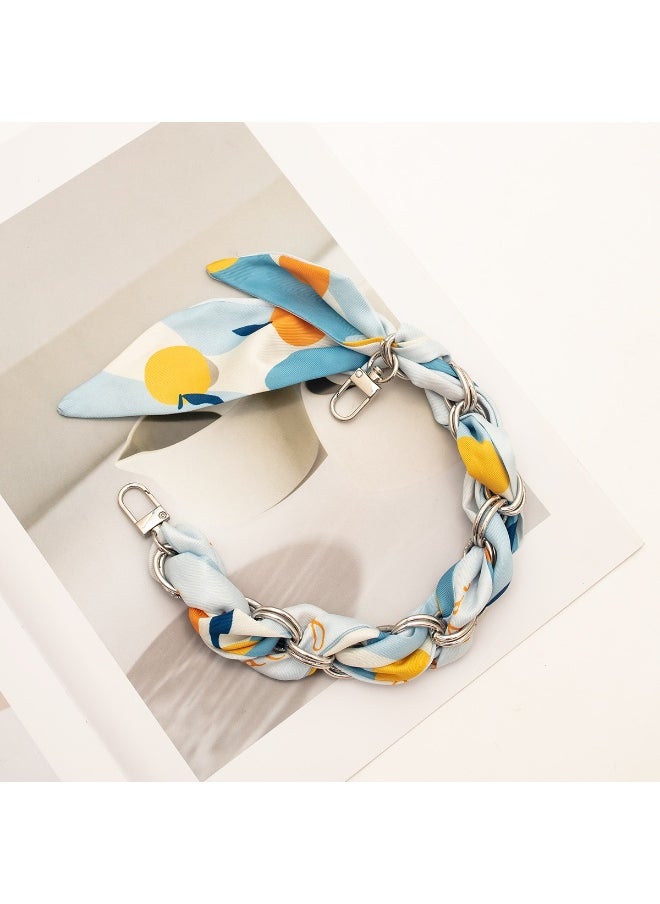 NIBEMINENT Beaded Phone Lanyard, Anti Lost Removable Wrist Strap, Weaving Silk Scarf Bracelet Pendant, Phone Keychain Lanyard, White 