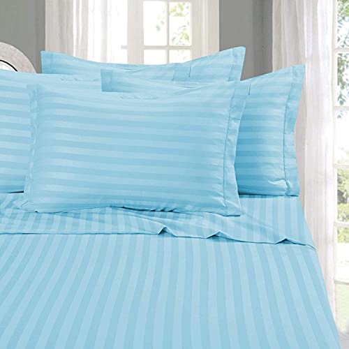 Sofrito Bed Sheet Glace Cotton Striped – 300 TC – Queen (90"x108") – with 2 Pillow Cover | Ideal for Hospitals, Clinics, Hostels, PGs, Hotels & Guest Houses | Baby Blue - Image 5