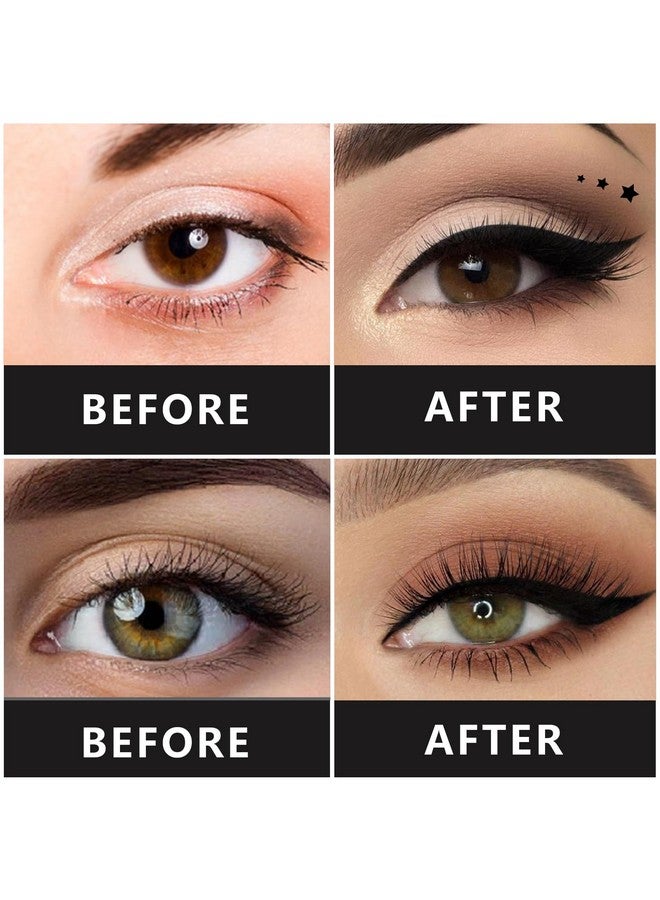 كيو اي يو اف اس اس اي مجموعة أقلام تحديد العيون السائلة مزدوجة الرأس من QIUFSSE، 5 قطع، قلم تحديد عيون مجنح للنساء باللون الأسود، قلم تحديد عيون يدوم طويلاً، (قلب/زهرة/نجمة/فراشة/مخروط) - Image 3