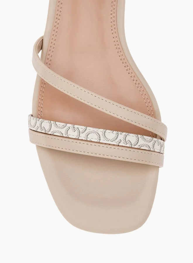 Celeste Women's Monogram Print Strap Sandals with Block Heels