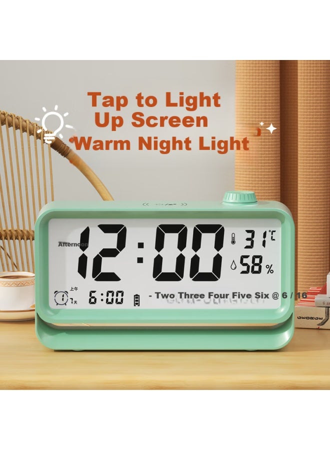 ساعة منبه للطلاب جديدة مع درجة حرارة ورطوبة ساعة إلكترونية مكتبية للأطفال في المرحلة الابتدائية أداة للاستيقاظ ساعة مكتبية مع إضاءة خلفية وضوء ليلي 2388A أخضر