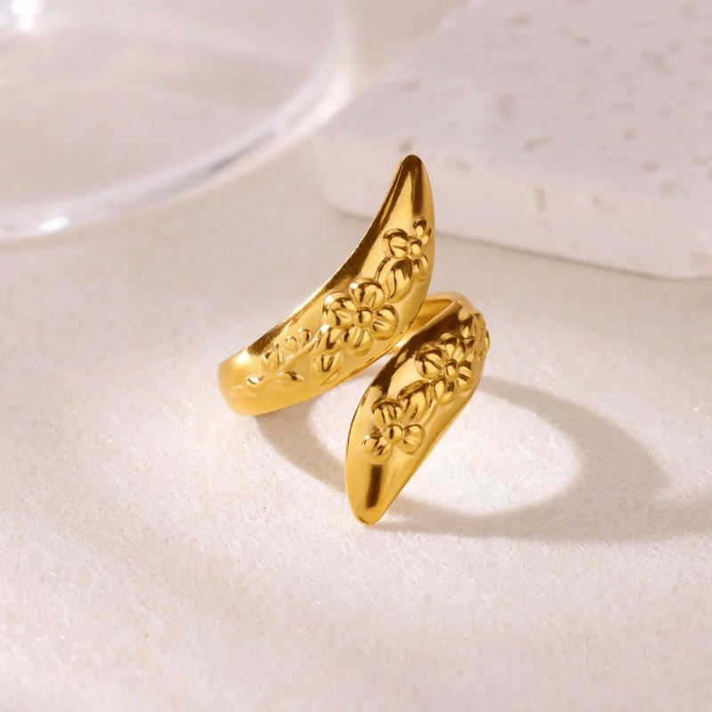 Golden Free Size Stainless Steel Ring - Image 2