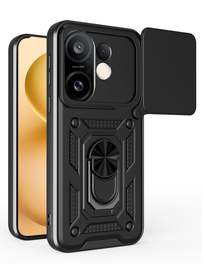 general Case for Vivo X200FE with Slide Camera Cover, Military Grade Shockproof Protective Cover with Rotatable Metal Ring Kickstand [Support Magnetic Car Mount] - Image 1