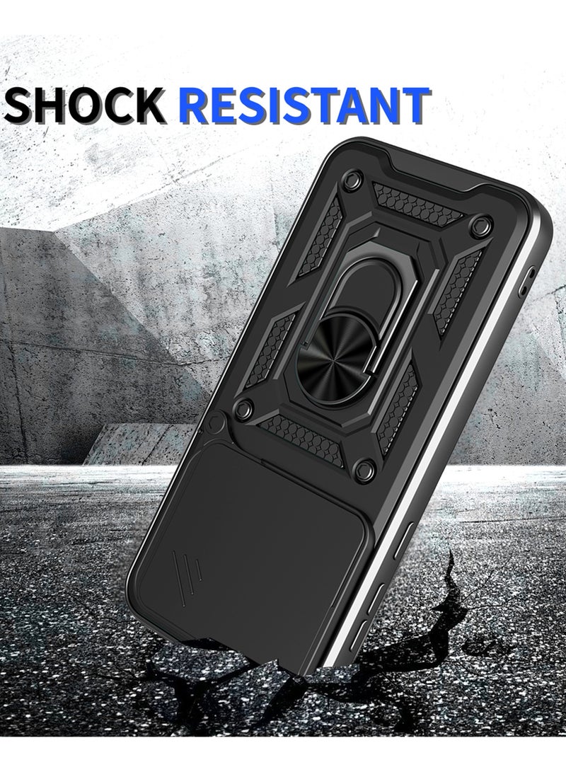 general Case for Vivo X200FE with Slide Camera Cover, Military Grade Shockproof Protective Cover with Rotatable Metal Ring Kickstand [Support Magnetic Car Mount] - Image 3