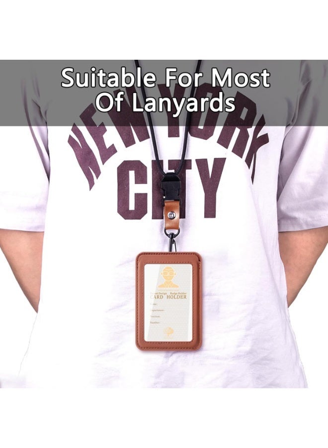 Goserda® Premium Leather ID Badge Holder with Clear Window, Adjustable Lanyard & Detachable Metal Clip for Office & School Use (Brown) - Image 5