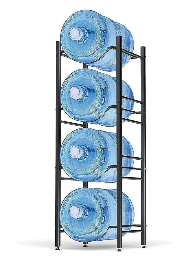 SKY-TOUCH - 4 Tier Water Bottle Holder 5 Gallon Shelves, Heavy Duty Water Bottle Stand Storage for Kitchen Home and Office Black - Image 1