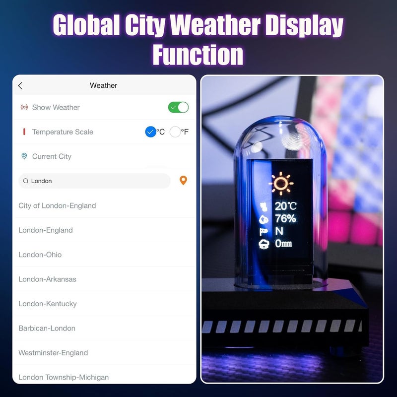 PRECHANA IPS DIY Nixie Tube Clock Electronic Simulation With 6 Bit LCD Screen 1224 Hours RGB Backlit Desktop Decoration Gifts Digital Glass RGB Nixi Tube ClockBlack - Image 5