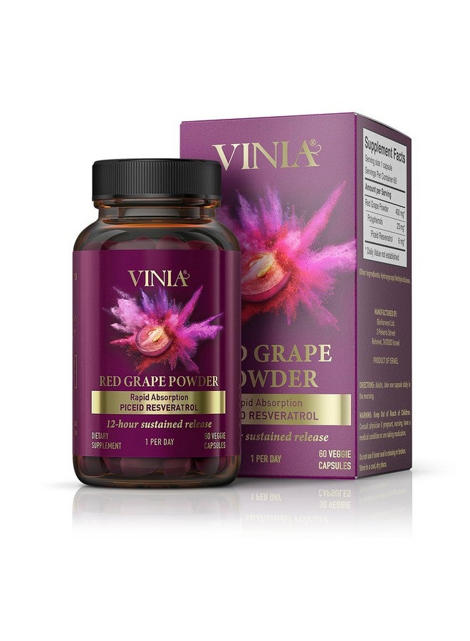 VINIA مكمل غذائي بيسيد ريسفيراترول يدوم مفعوله ١٢ ساعة. مكمل أكسيد النيتريك. يدعم صحة القلب وتدفق الدم، مسحوق غذاء فائق معزز للأكسجين، مناسب لحمية الكيتو. نباتي وغير معدل وراثيًا. إمداد لمدة ٦٠ يومًا. - Image 1