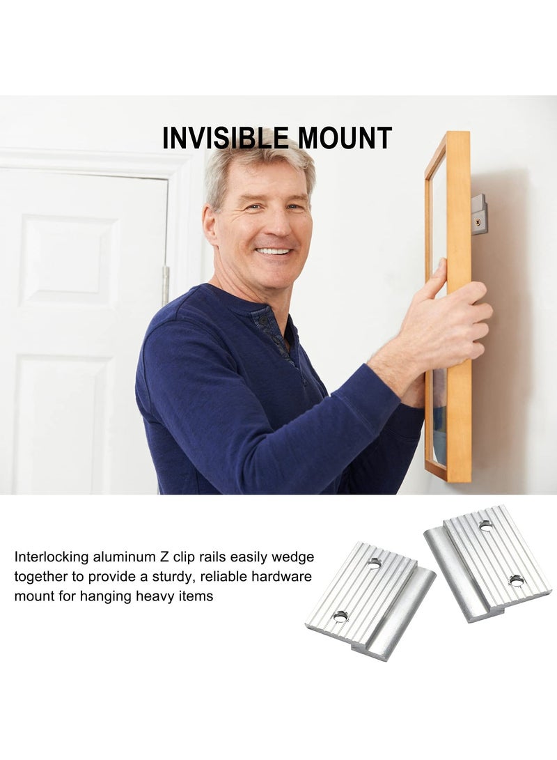 SYOSI 2 Pairs French Cleat Picture Hanger, Aluminum Z Hanger with Screws, 2 Inch Hidden Metal Mounting Brackets for Wall Mounting Photos, Mirrors, Shelves, Whiteboards, Cabinets, Artworks  - Image 5