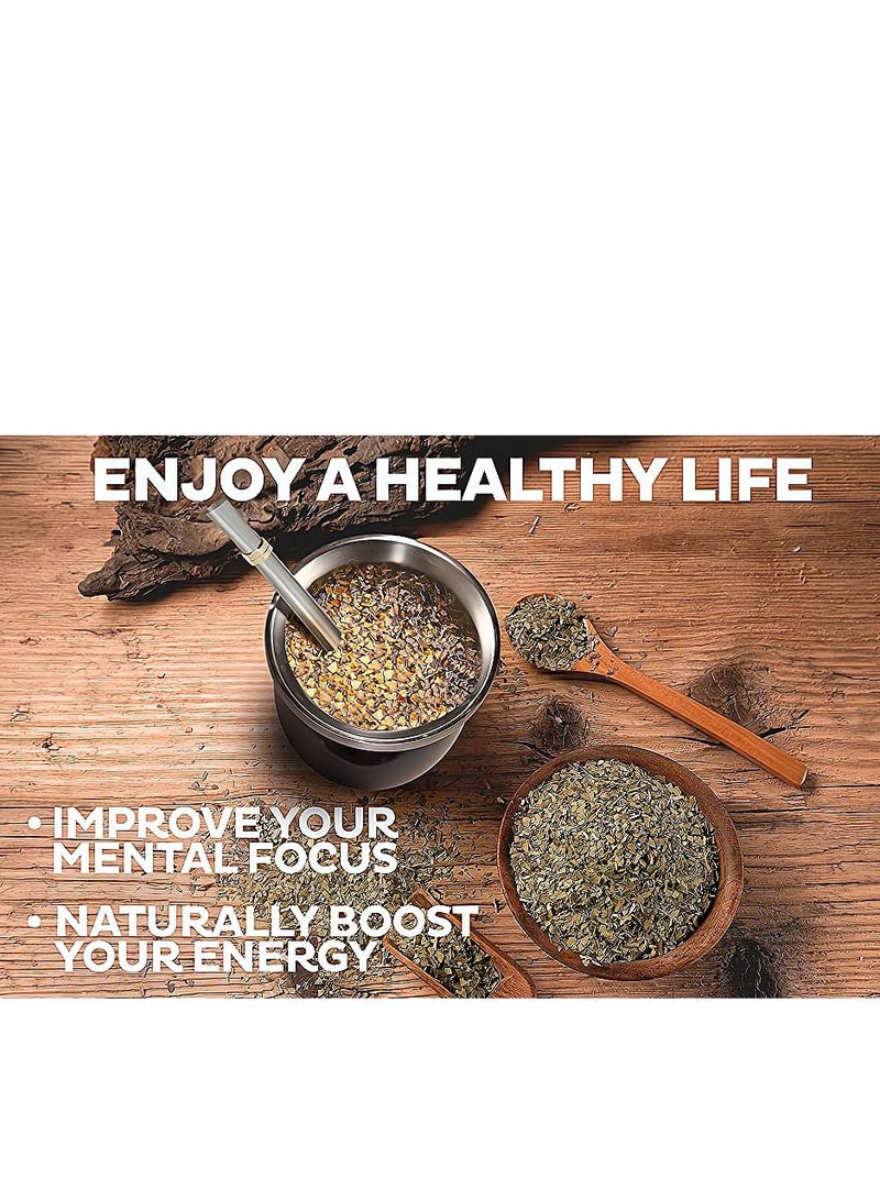 Excefore كوب شاي يربا ميت 230 مل مع قش بومبيلا أسود من الفولاذ المقاوم للصدأ كوب عازل منزلي بجدار مزدوج لشرب أوراق يربا ميت السائبة - Image 4