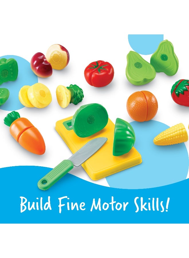 ليرننج ريسورسز موارد التعلم - تظاهري باللعب مع الفواكه والخضروات القابلة للتقطيع، مجموعة من 12 قطعة لعب طعام صحي مع لوح تقطيع وسكين، لعبة مطبخ خيالية للمهارات الحركية الدقيقة، للأعمار من 3 سنوات فما فوق - Image 2