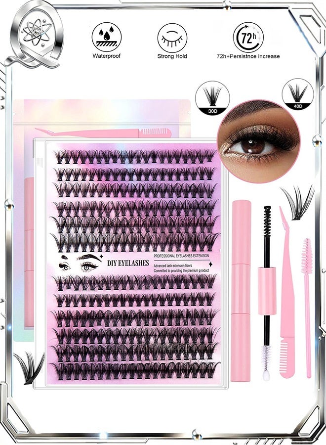 Quantum DIY False Eyelashes Kit,  240 Clusters Mixed Individual Voluminous Lashes, Eyelash Extension Kit for Daily Makeup and Special Occasions - Image 1