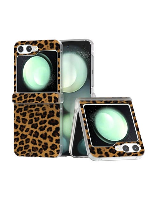 Case Cover For Samsung Galaxy Z Fold6 Three Parts Frosted Transparent Frame Leopard Pattern Phone Case Leopard Print