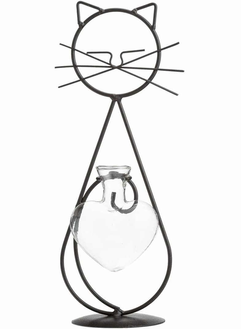 Y&D Desktop Glass Planter Vase Holder Modern Creative Cat Plant Terrarium Metal Stand for Hydroponics Plants Home Garden Wedding Decoration Outdoor Ideas - Image 1