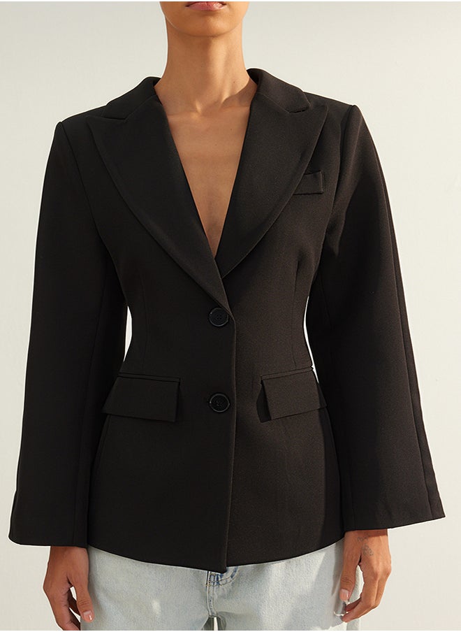 trendyol - Black Limited Edition Fitted Lined Woven Blazer Jacket TWOAW24BC00096 - Image 1