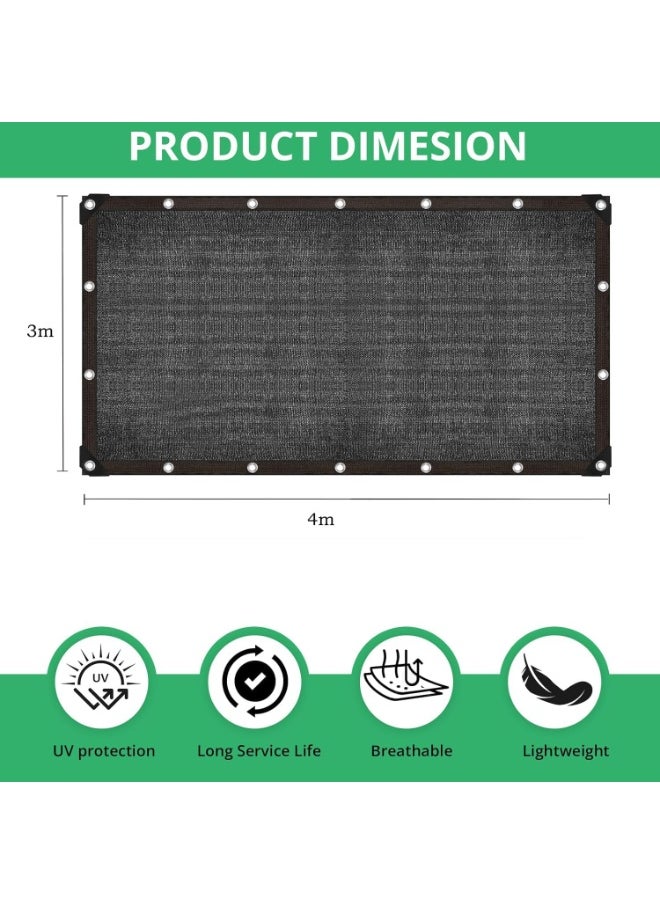Shade Sail, Outdoor Sunshade Net With Locking Ring, 90% Shading Rate Garden Cloth, Durable Cooling Sunshade for Camping, Courtyard, UV Protection, Privacy (3×4m)