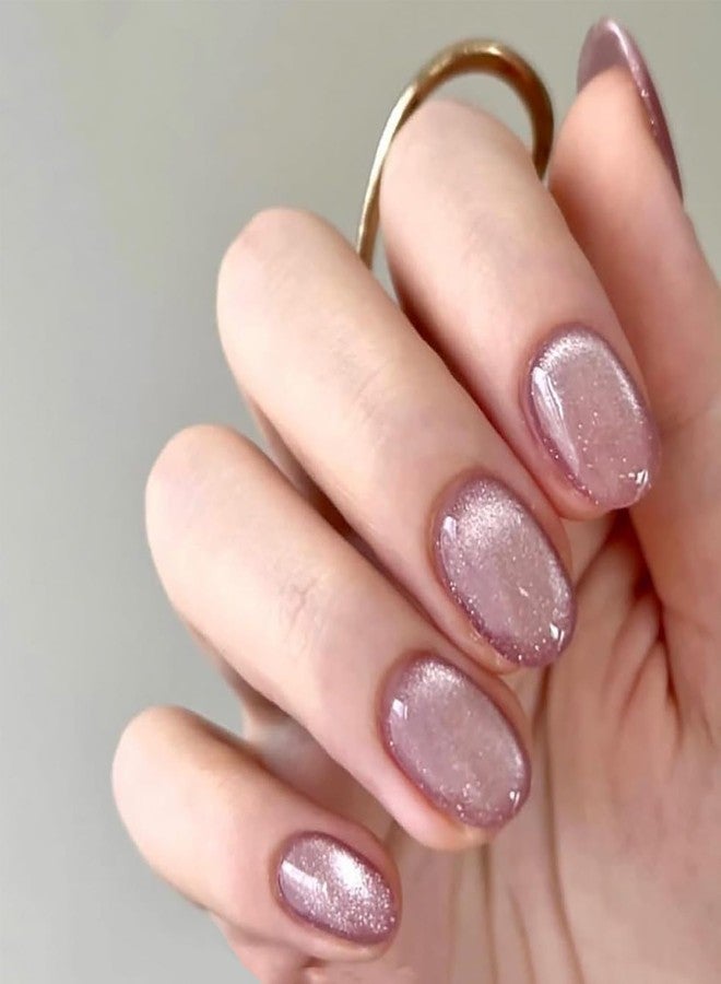 Xarnish Cat Eye False Nails - Press-On Nails with Gradient Magnetic Effect - 12 PCS Reusable Oval Fake Nails - Salon Look in Minutes (FN_1) - Image 4